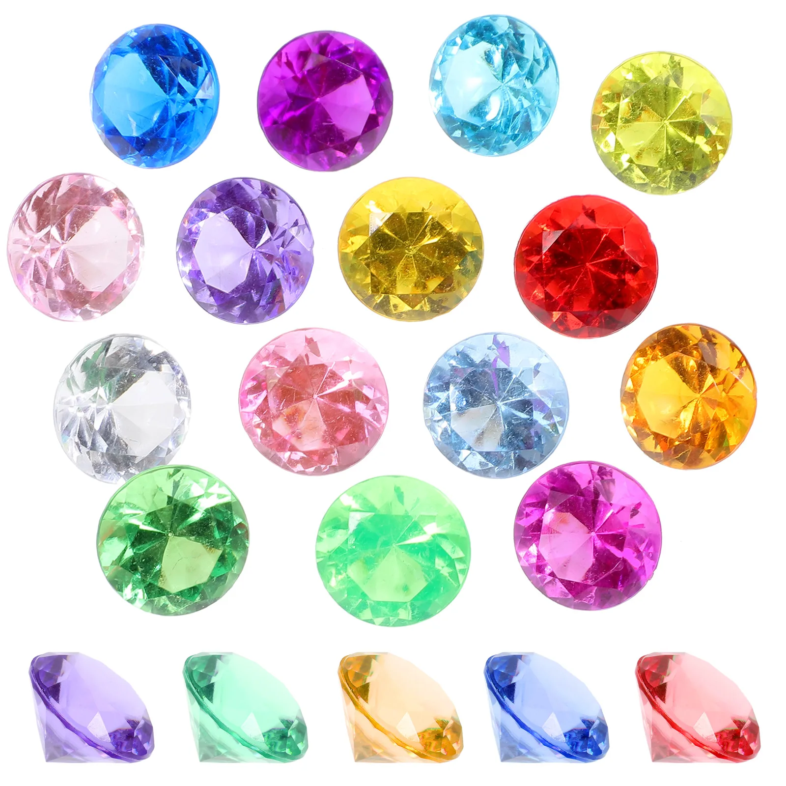 

100pcs Acrylic Diamonds Crystal Round Fake Gemstones Colored Vase Fillers Table Scatters Wedding Party Decorations