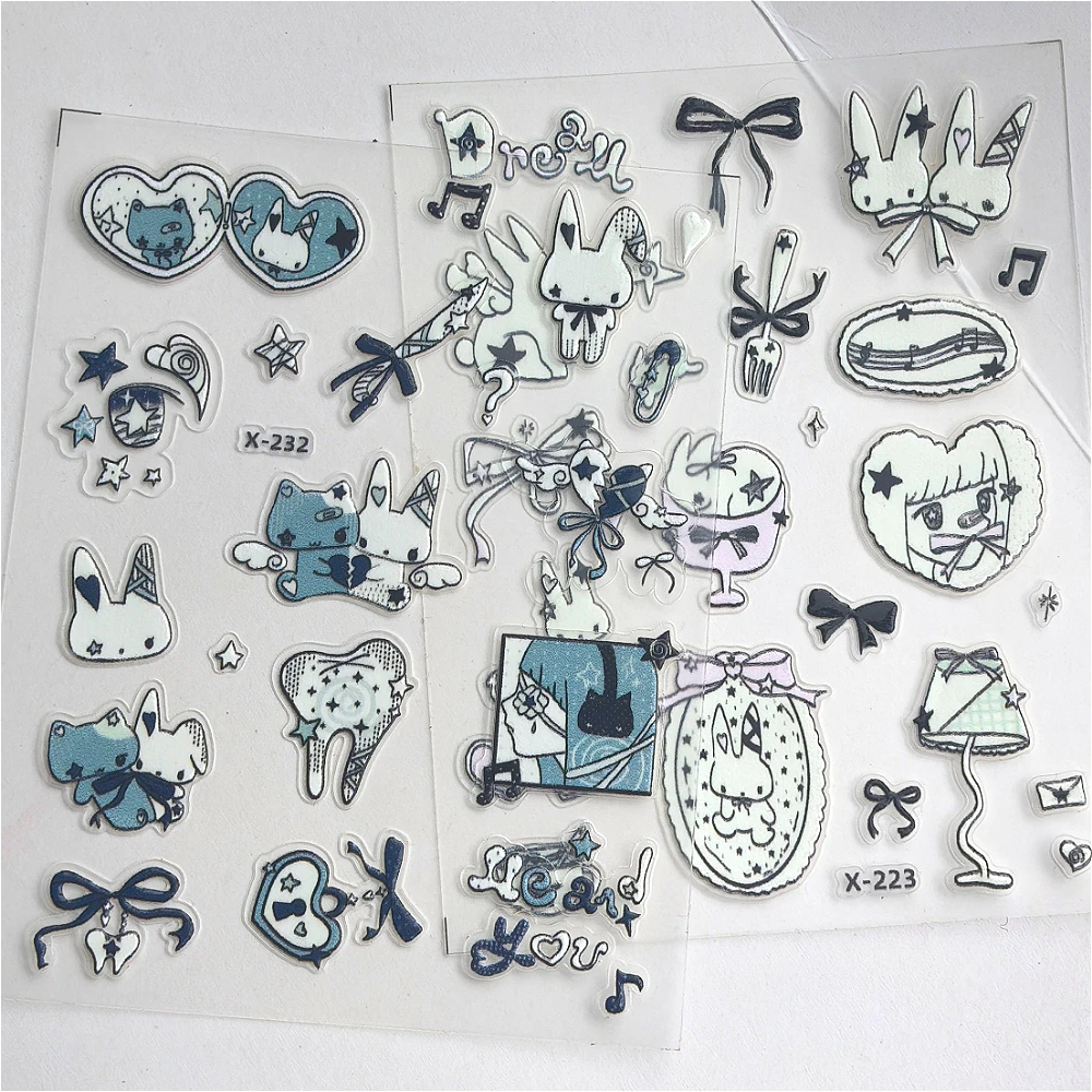Kawaii Cartoon Rabbit Stickers Waterproof PET DIY Mirror Phone Case Scrapbook Journal Decor Stickers