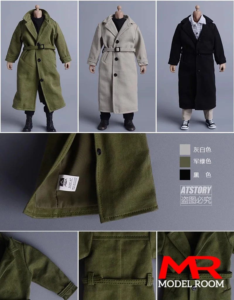 ATStory 1/12 مقياس الذكور طويلة مصدات الرياح معطف الرياح الملابس نموذج صالح 6 '' Notaman الجندي عمل الشكل دمى الجسم