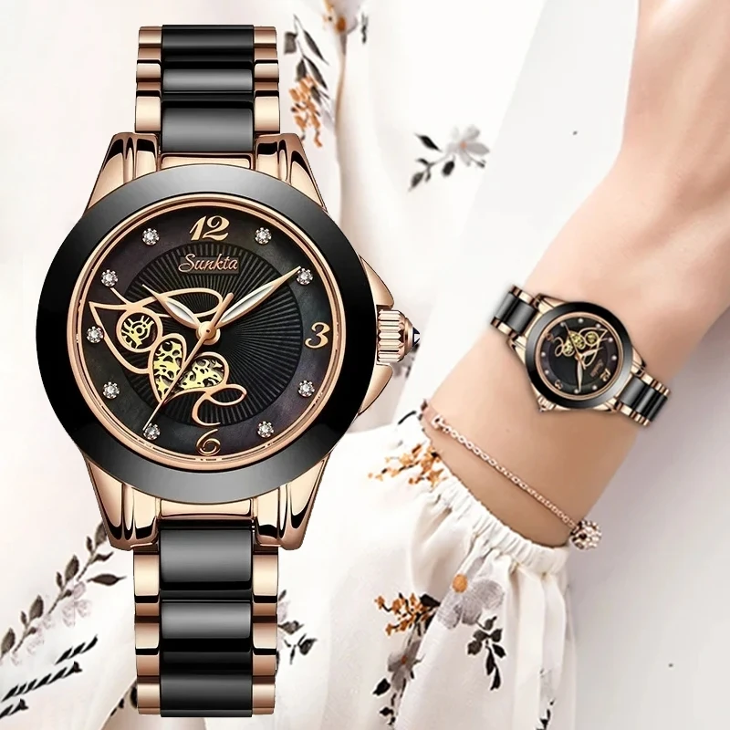 

LIGE Women Wristwatch Ceramic Bracelet Waterproof Watches Ladies Creative Watch Women Female Clock Relogio Feminino Montre Femme