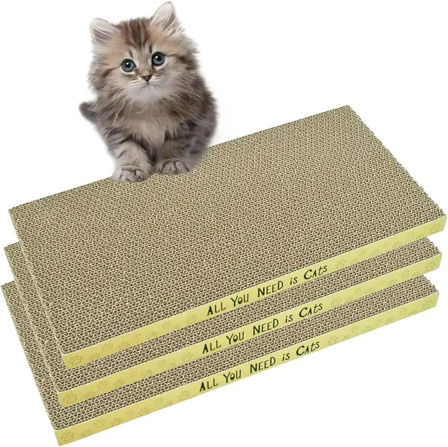 

AccEncyc Cardboard Cat Scratcher Pads Cat Scratching Board for Indoor Cats 16.5x8.3x1 Inch Dual-Side Corrugated Cat Scratcher Re