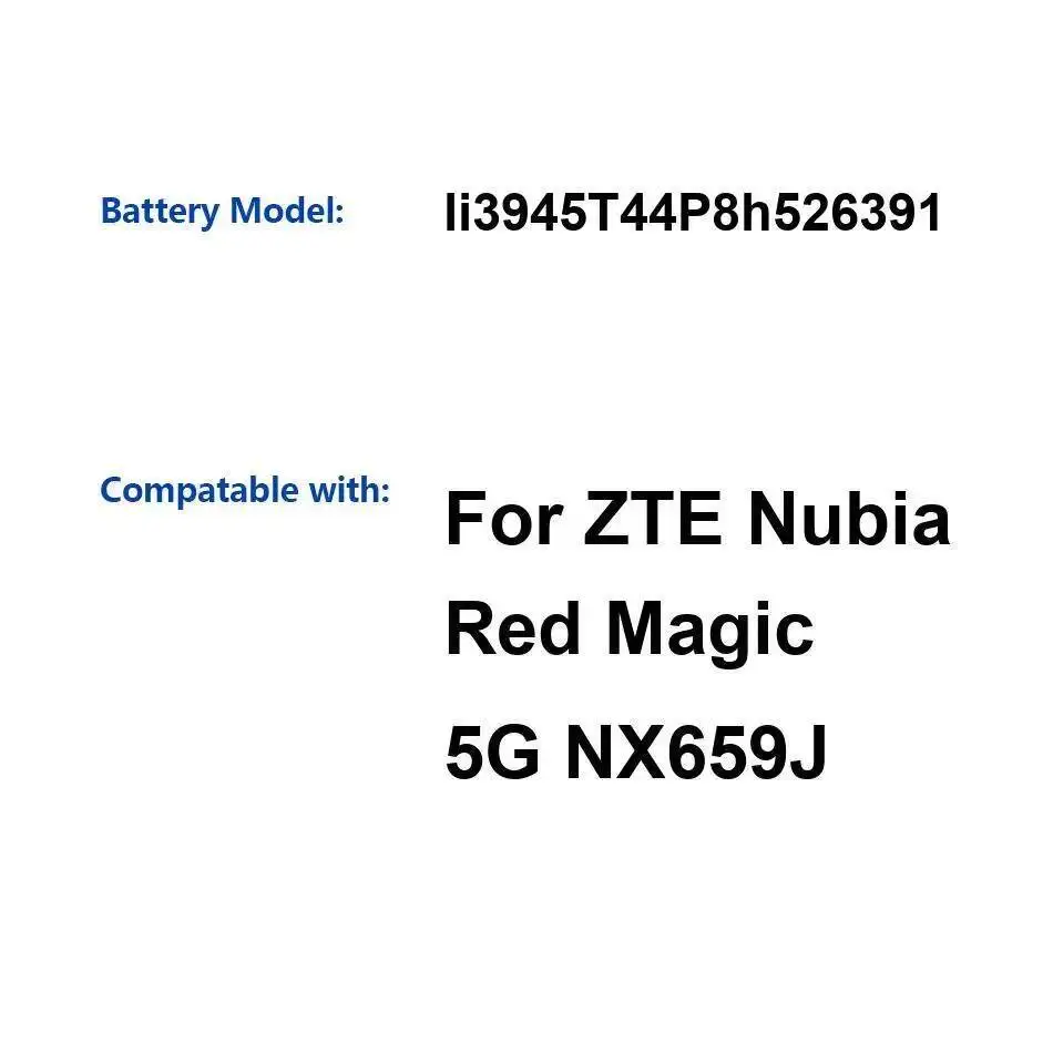 

For Zte Nubia Red Magic 5G NX659J High-Capacity Li3945t44p8h526391 Mobile Phone Battery 4500Mah