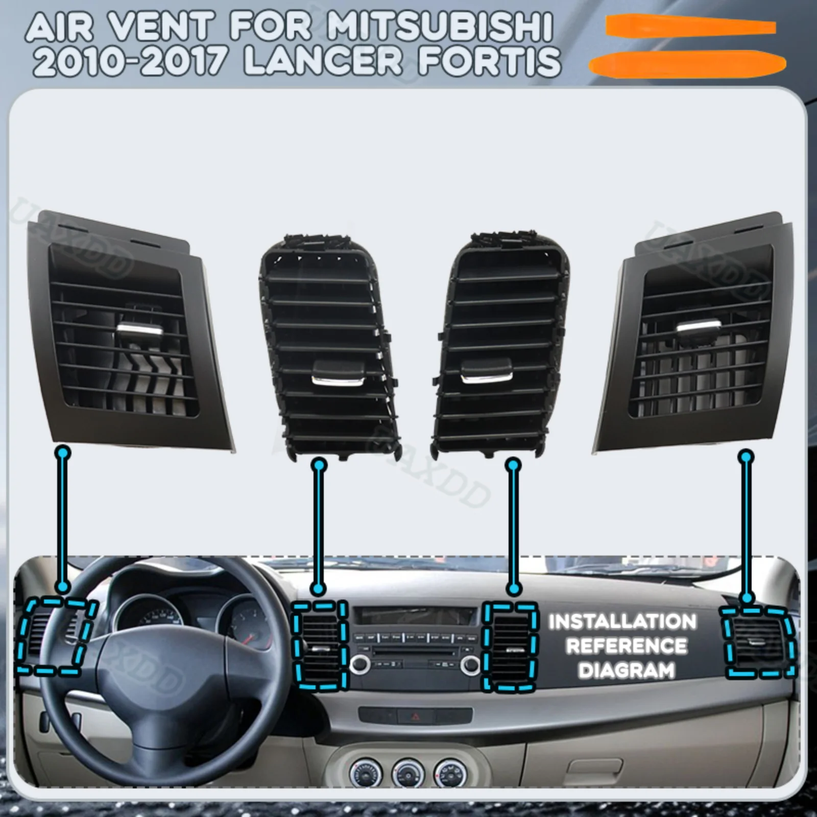 2Din Car Automotive Central Air Conditioning Vent Assembly Interior Replacement Parts For Mitsubishi 2010-2017 Lancer Fortis Kit