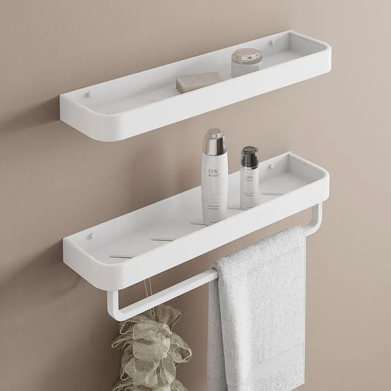 Tuqiu White Bathroom Shelf Bath Shower Shelf Black Bathroom Corner shelf Wall Mounted Black Aluminum Kitchen Storage holder