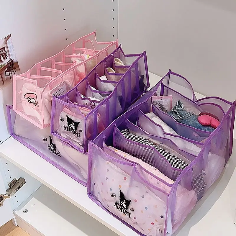 Sanrios Kuromi حقيبة تخزين ملابس حقيبة الويب الإبداعية الكرتون تخزين المنزلية أنيمي Kawaii الملابس الداخلية الجوارب تخزين Hot البيع هدية #3