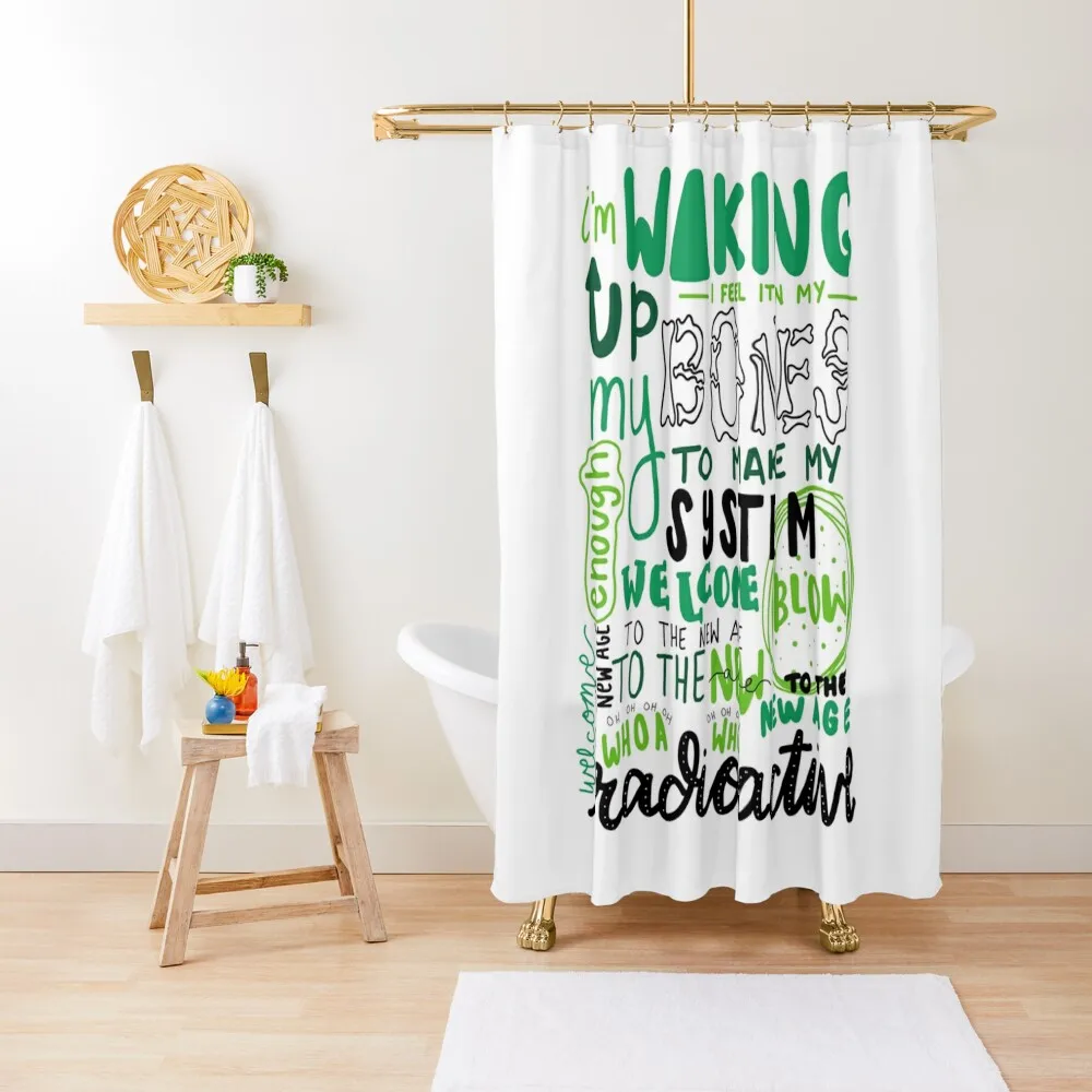 

Radioactive Lyric Art Shower Curtain For Shower Bathtub Shower Sets For Bathroom Waterproof Fabric Curtain