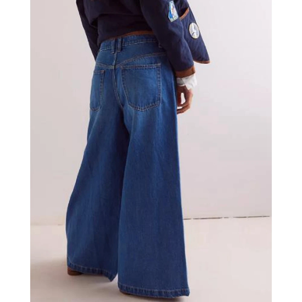 الكورية أزياء خمر المرأة الرجعية شخصية السراويل واسعة الساق اللون كتلة المسامير سبليت الأصفاد الديكور المألوف