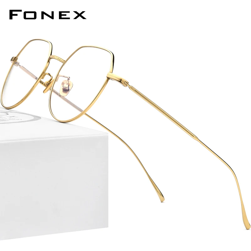 

FONEX Pure Titanium Glasses Men Vintage Polygon Eyeglasses Frame Men 2021 New Eyewear F85660