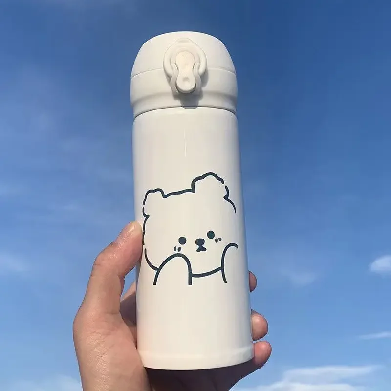 350/480ml Thermos Mug Cute Bear Rabbit Vacuum Flask Stainless Steel Double Leak-Proof Thermos Bottle Travel Insulation Cup