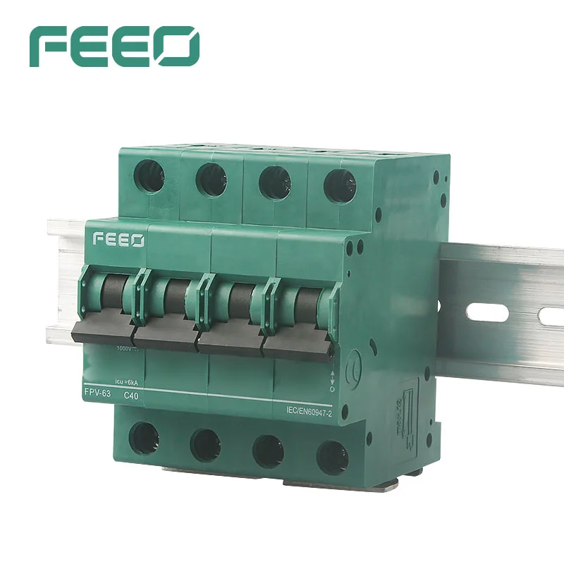 FEEO Solar 4P 3A 6A 10A 32A 40A DC MCB 1000V Circuit Breaker For PV System Curve MCB  CE Certificate dc breaker  Mainland China