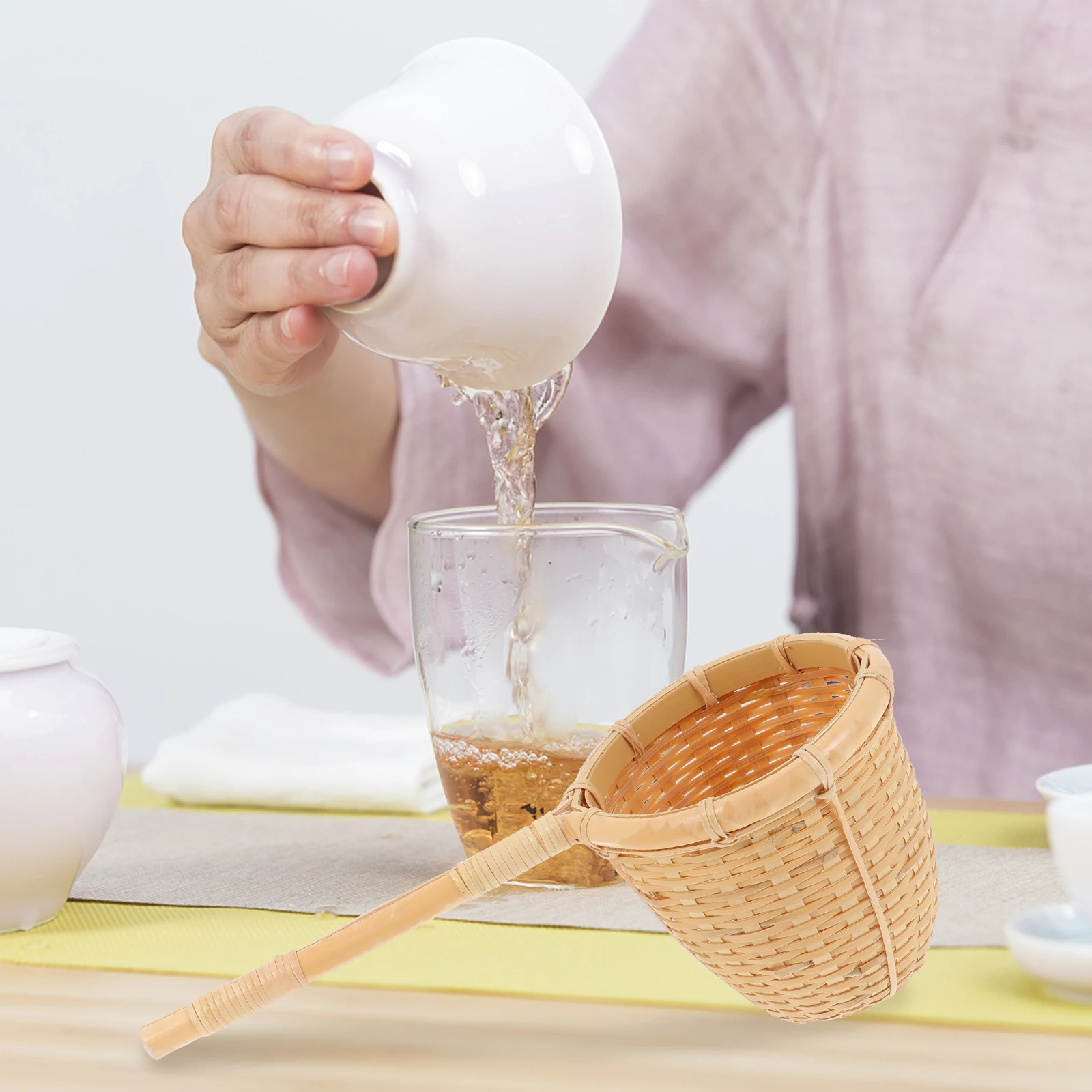 

Bamboo Tea Strainer Handmade Premium Material Safe Fine Holes Prevent Scalds Suitable Teapot Teacup Mug Gift