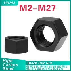 50/ 20/ 10/ 5/ 1 pcs Black Oxide Carbon Steel Metric Hex Hexagon Nuts M2 M2.5 M3 M4 M5 M6 M8 M10 M12 M14 M16 M18 M20 M22 M24 M27