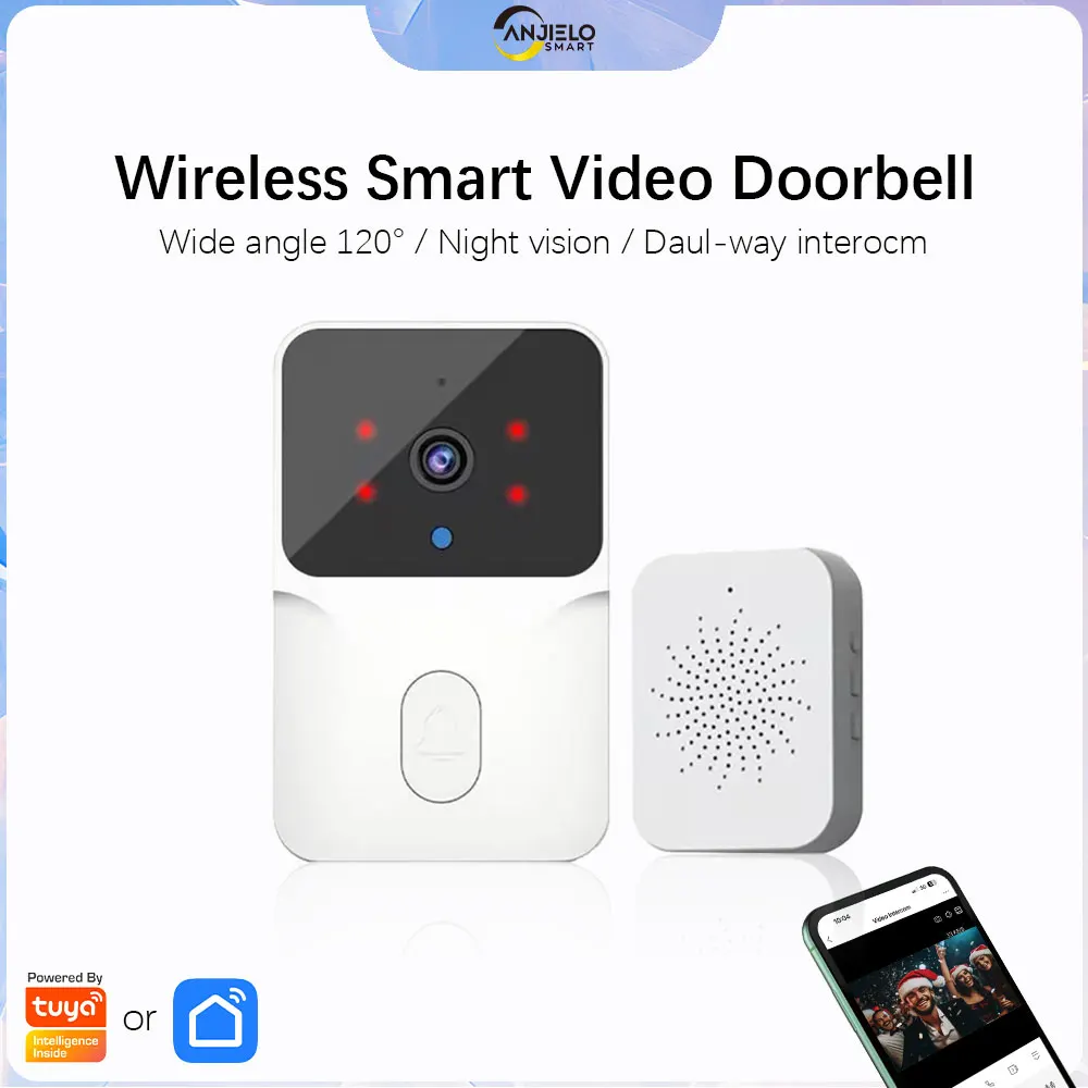 

Tuya Wireless Video Doorbell Tuya Smart Home APP HD Video Intercom Motion Detection Night Vision WIFI Doorbell for Home Security