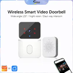 Timbre de Video inalámbrico para seguridad del hogar, intercomunicador de Video HD con detección de movimiento, visión nocturna, WIFI, Tuya Smart Home APP