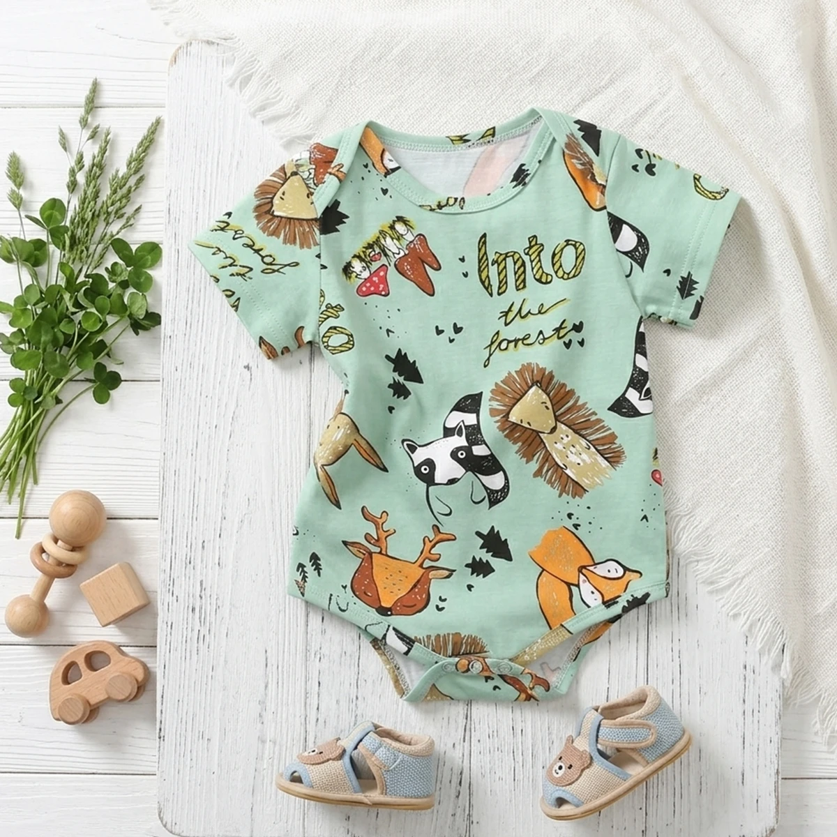 Sanlutoz Baby Boys Girls Short Sleeve Summer Bodysuits Cotton Infants Clothing Onesies Cute