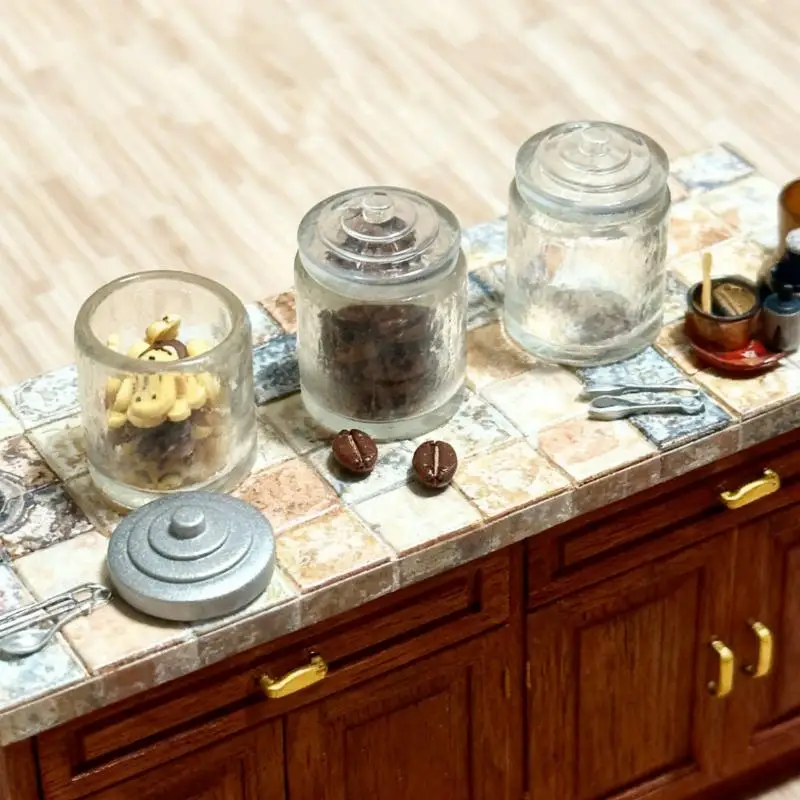 1/10Pcs Dollhouse Miniature Food Toy Sealed Cans Model Mini Cute Kitchen Glass Bottle Model With Caps DIY Decor Accessories-Toy