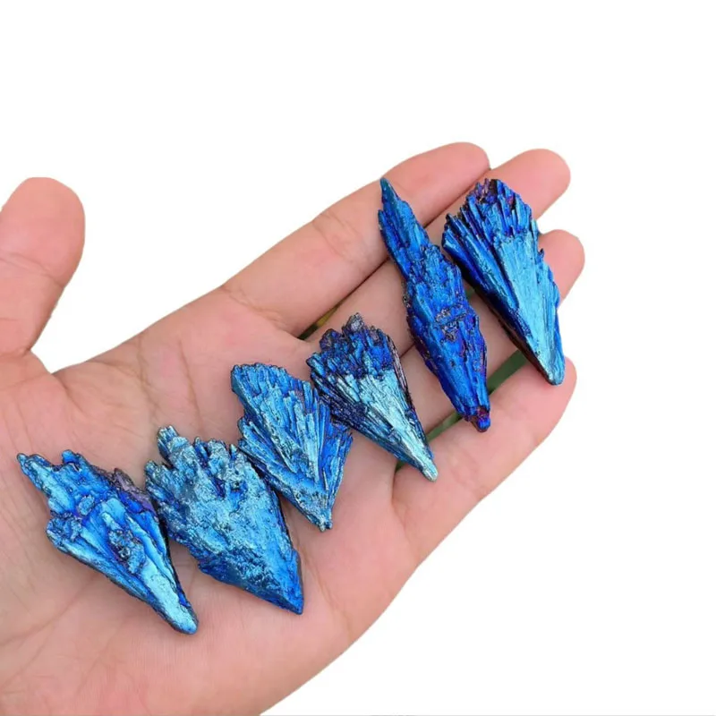 Natural Black Tourmaline Electroplated Quartz Titanium Coated Crystal Mineral Specimen Room Decor Peacock Feather Healing Rocks