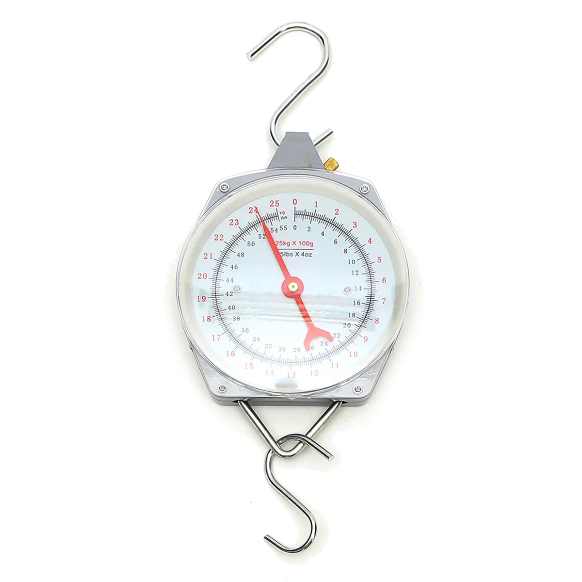 

25KG/55lbs Hanging Scale With Hanging Hook Alloy Quality Heavy Weighing Mechanial Fishing 100g Increments