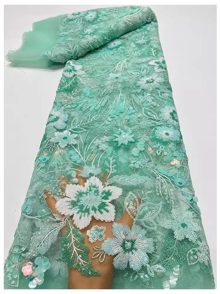

1yard soft mesh tela Heavy industry sequin bead embroidery fabric Wedding Dress cheongsam matirial fabric for dress