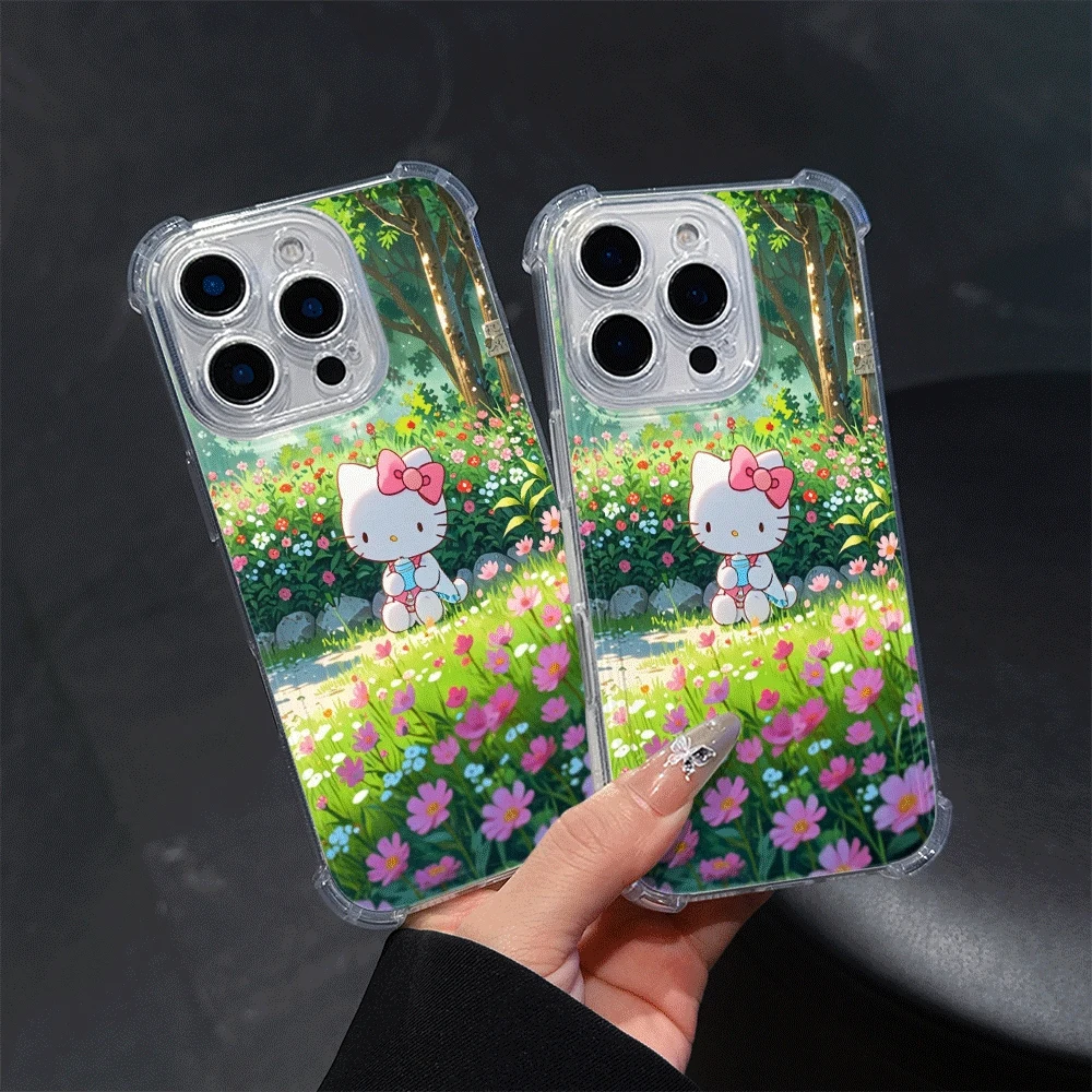 

Мягкий чехол для телефона Sanrio KT для IPhone 13, IPhone 16/15/14/13/12/11/x/xs/xs Max, чехлы для мобильных телефонов для девочек, Hellokitty Anime