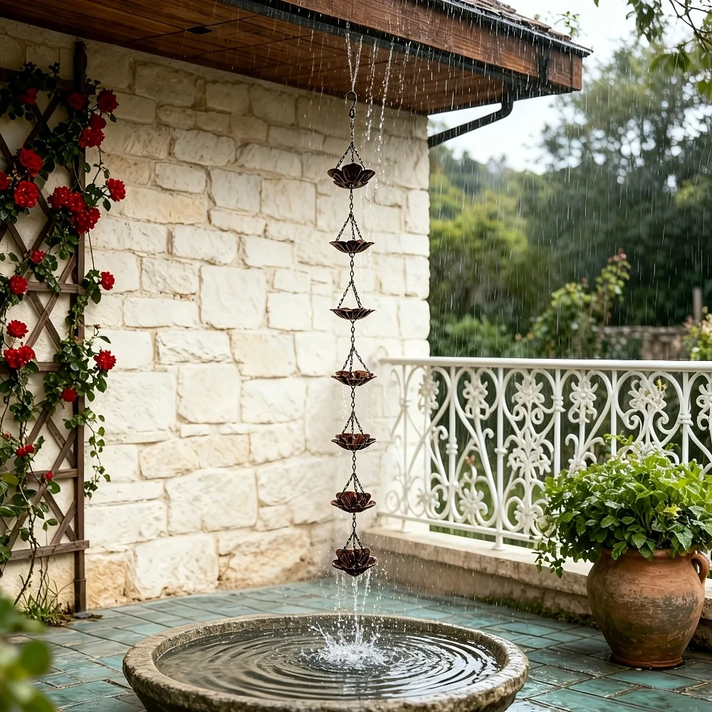Outdoor Rain Chain Metal Japanese Style Eaves Drainage Chain Villa Courtyard Rain Chains Water Supply Chains Decoration