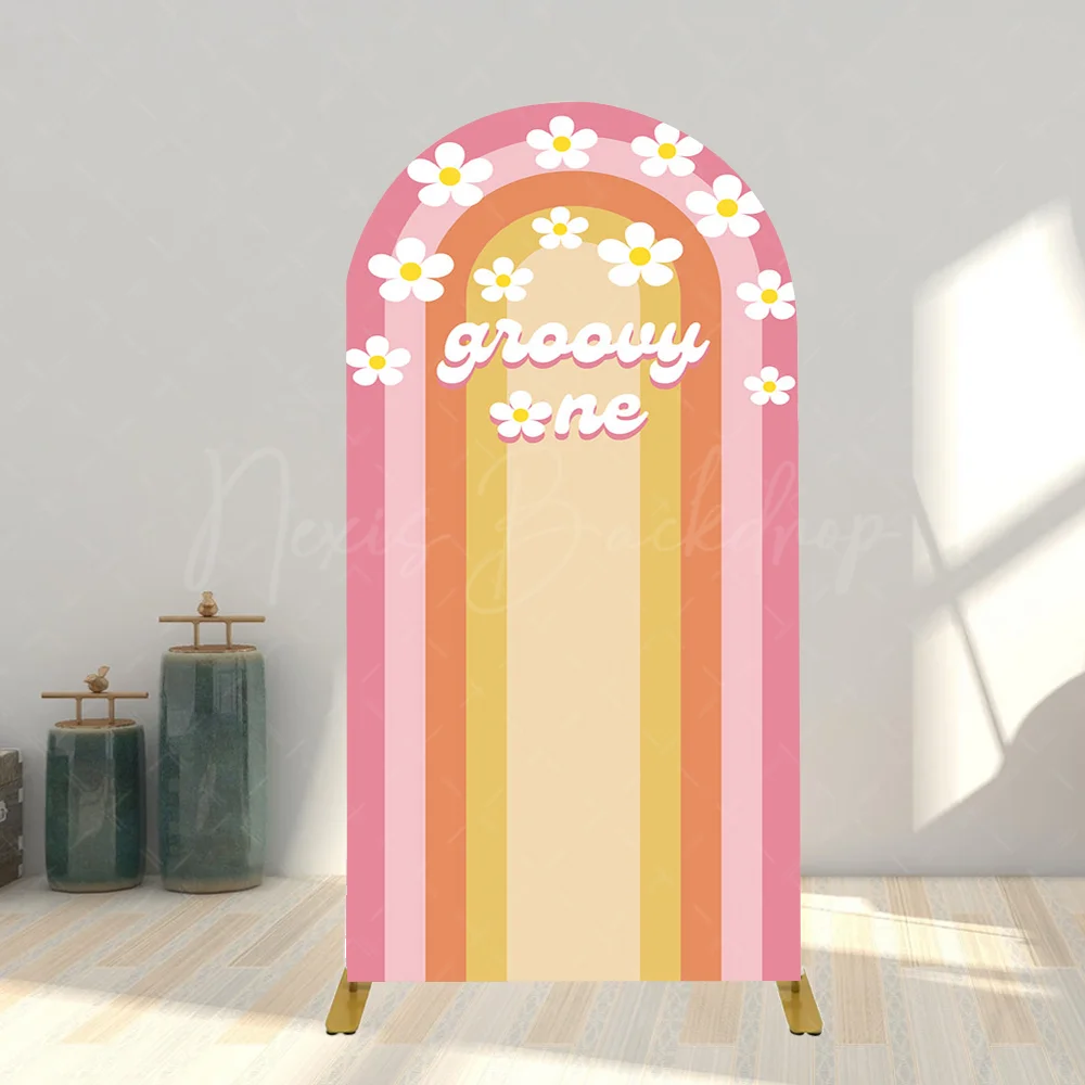 Groovy One Happy Birthday Backdrop Daisy Floral Girls 1st Birthday Party Decorations for Newborn Boho Rainbow First Birthday