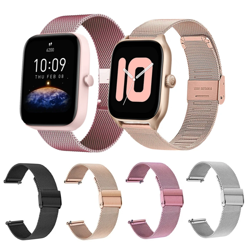 

Metal Mesh Loop Strap For Huami Amazfit GTR 4 GTS 4 mini Stainless Steel Bracelet For Huami Amazfit Bip 3 Pro Bip U S Watch Band