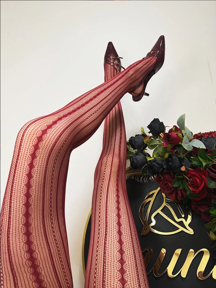 Medias a rayas Retro para mujer, pantimedias huecas sexis, mallas Y2K súper elásticas para primavera y otoño, medias de moda de temporada