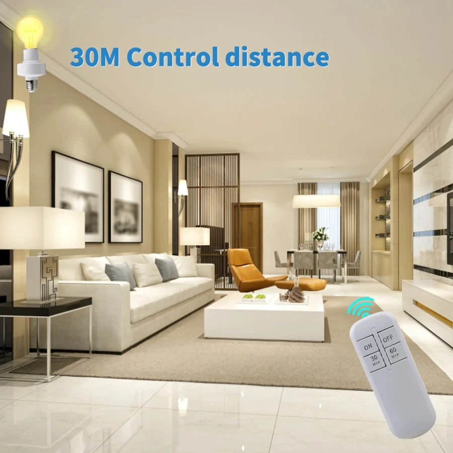 E27 Light Bulb Socket Lamp Bases With Smart Timer Switch Wireless Remote Control Lamp Holder for Pendant Lamp Ceiling Chandelier