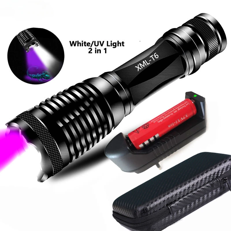 

2in1 UV +White light LED Flashlight Linternas Torch 395nm Ultraviolet Detector for camping Carpet Pet Urine Catch Scorpions