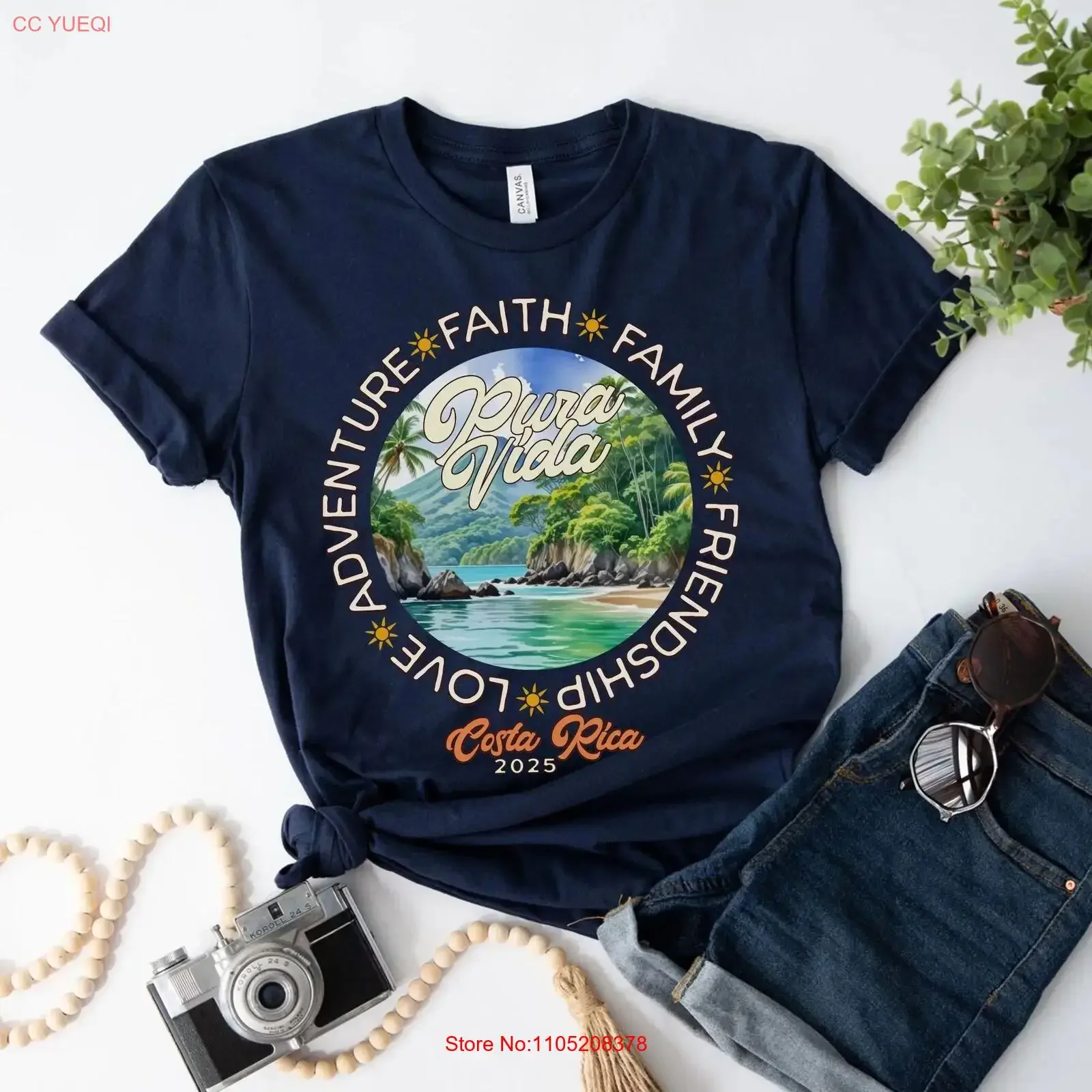 Camiseta Costa Rica Pura Vida vacaciones familiares vida pura felicidad Gratitud relajación viaje recuerdo de verano para viaje en grupo