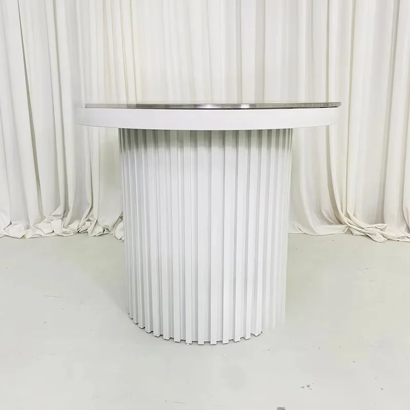 Durable Plastic MDF Tempered Glass Dining Table White Iron Metal Decoration Outdoor Wedding Party Banquet Event Living Room