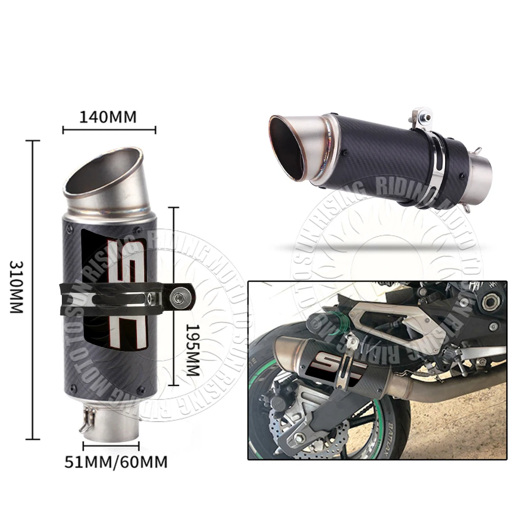 51/60/63mm Stainless SC Motocycle Exhaust Escape ＆DB Killer For Gp Project Racing Exhaust Muffler Tail Pipe Upgrade Modified view 4