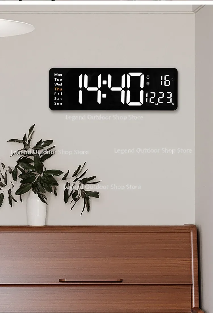 13,16 بوصة شاشة كبيرة وظيفة عرض ساعة الشمال ساعة رقمية بسيطة غرفة المعيشة وحدة إضاءة LED جداريّة على مدار الساعة 6626 #4