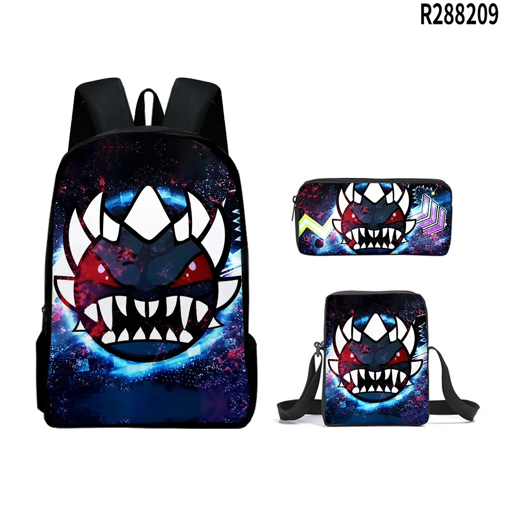 منتج جديد ثلاثي الأبعاد حقيبة ظهر للطلاب Geometry Dash حقيبة كروس مقلمة