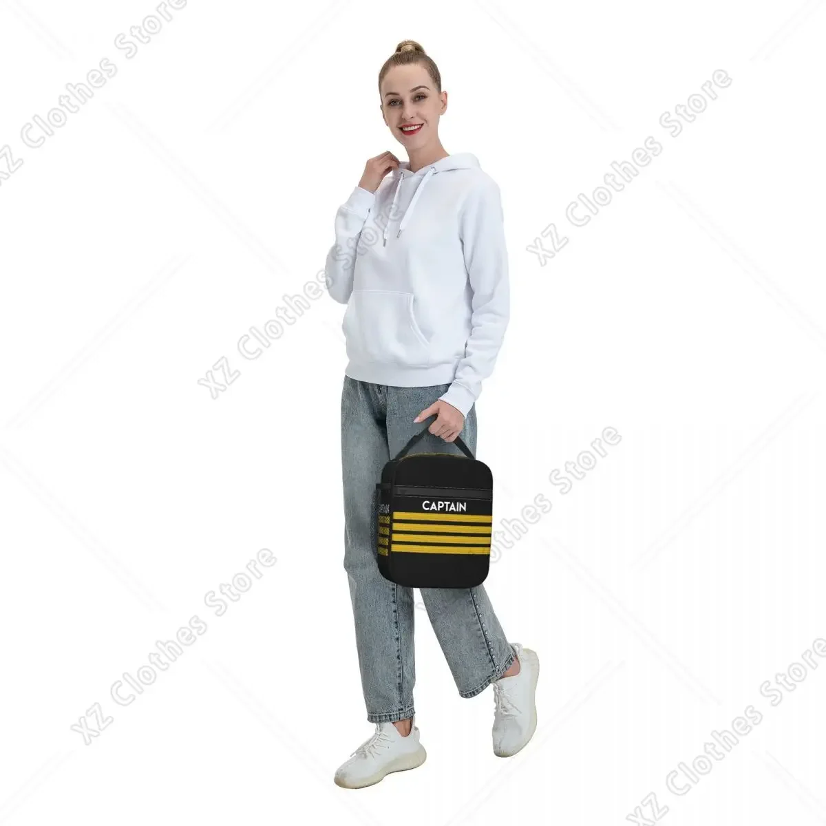 Captain Stripes Epaulettes Insulated Lunch Bags for School Office Aviation Airplane Pilot Thermal Cooler Bento Box Women Kids