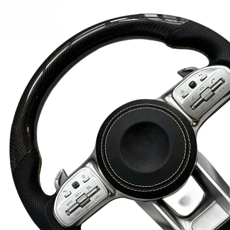 عجلة قيادة مخصصة من ألياف الكربون الرياضية الحقيقية تناسب 1 AMG G63 C43 C63 E43 E63 GLE GLC CLA CLS GLK G550 C200 S63