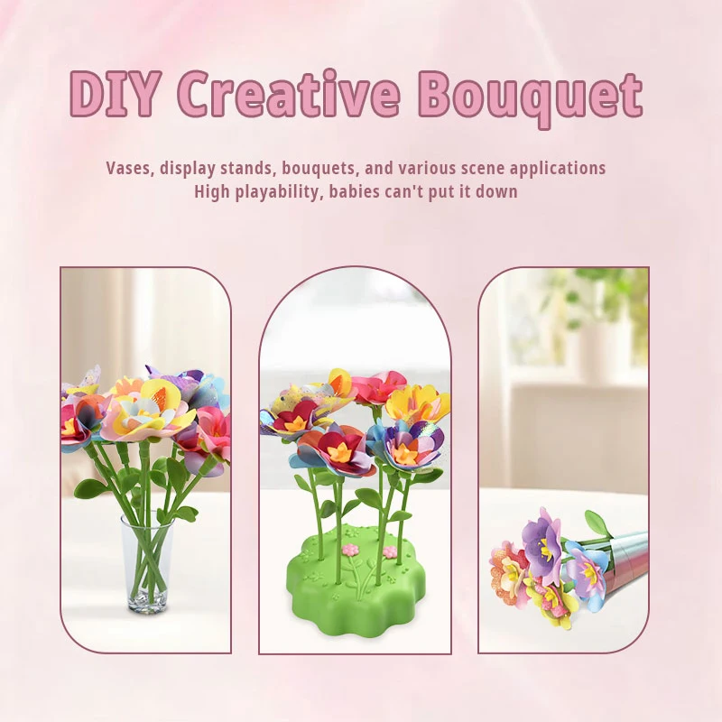 Handmade DIY Simulation Bouquet Set Embossing Machine Toys DIY Flower Craft Kit Parent Child Interactive Puzzle Toys Girls Gifts