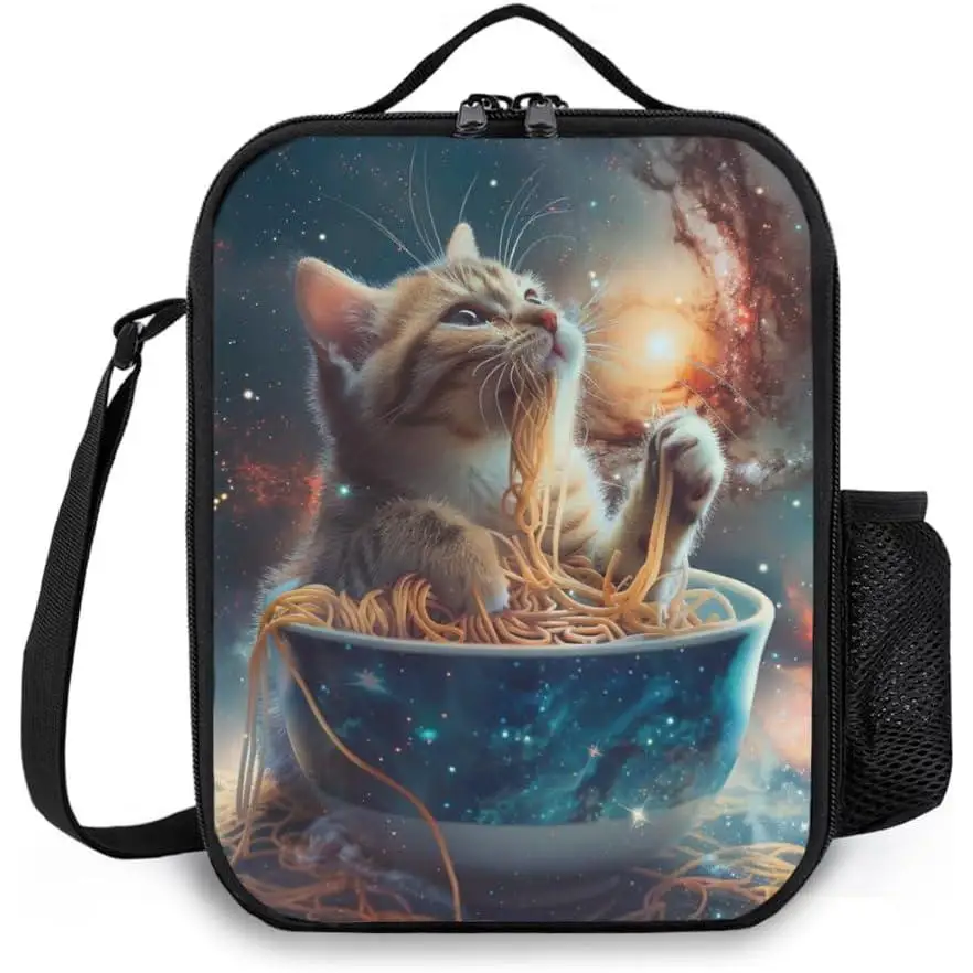 

Lunch Bag, Reusable Portable Lunch Box With Shoulder Strap, Cat Lunch Bag, Funny Cute Bento Lunchbox Cooler Thermal Meal