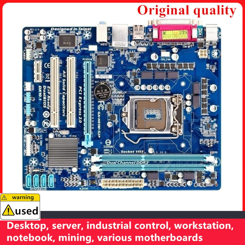 

For GA-H61M-S2P H61M-S2P Motherboards LGA 1155 DDR3 16GB M-ATX For Intel H61 Desktop Mainboard PCI-E2.0 SATA II USB2.0