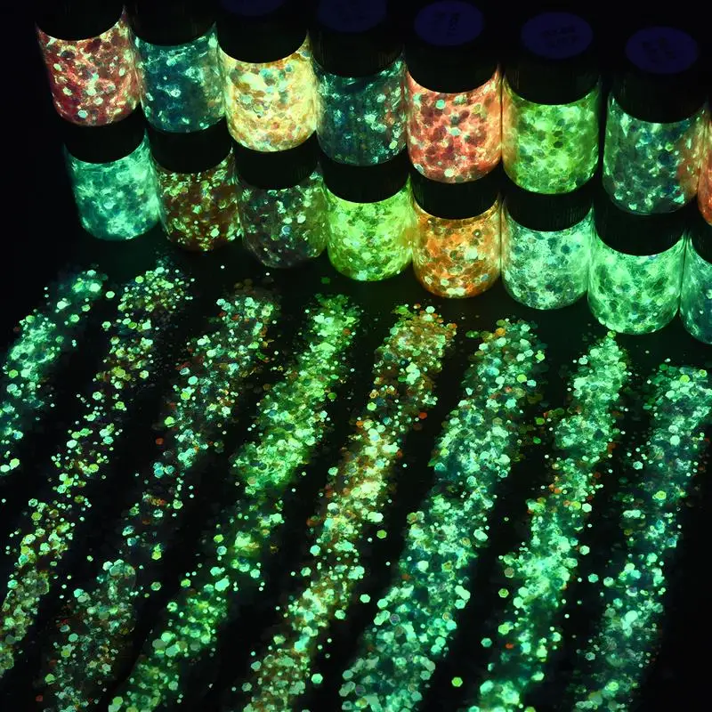 16Colors Luminous Sequins Epoxy Resin Fillers Glow In Dark DIY Decoration Fillling Crafts Nails Art Decoative Glitter Paillette