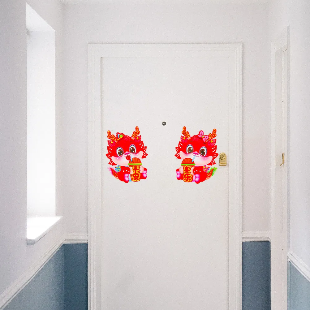 4 Pairs Dragon Wall Stickers New Year Decoration Chinese Decorations Lunar Feng Shui for Home