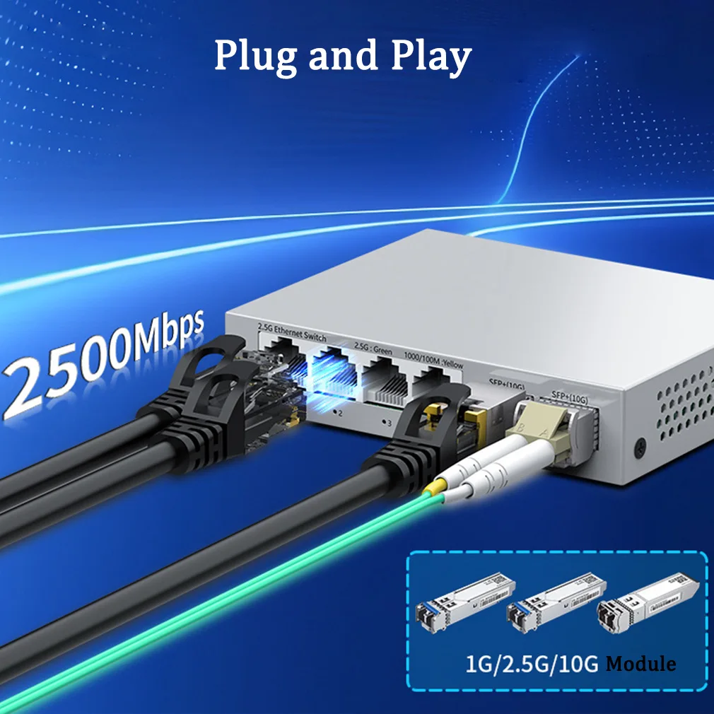 2.5GBASE-T Ethernet Switch 2.5G 4 Port RJ45 with 2 Port 10G SFP+ Fanless Plug and Play Network Switch Desktop Homelab Switch