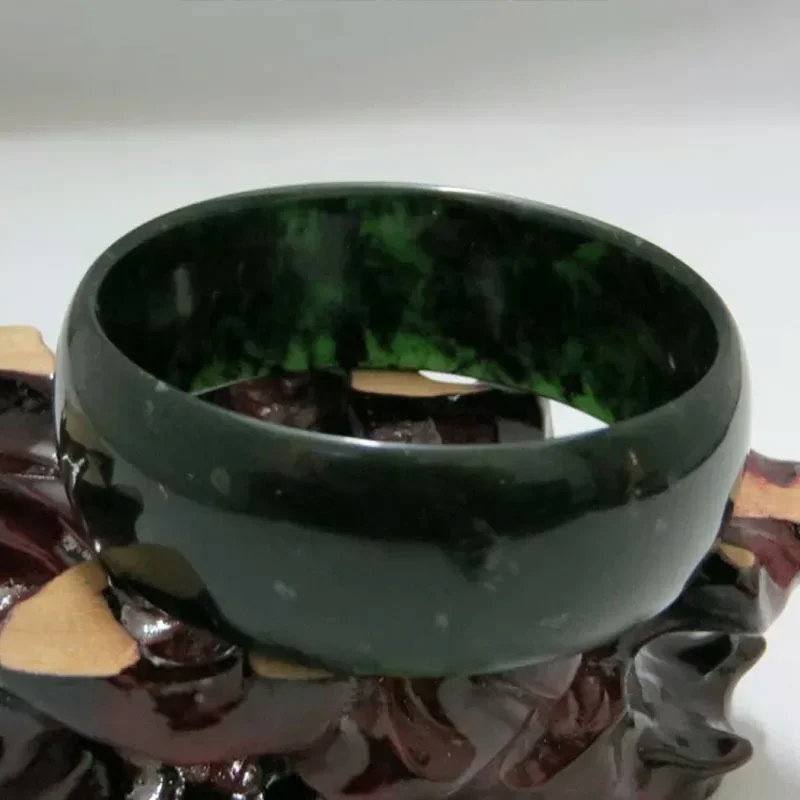 Dark green jade bracelet Wide version bracelet Health  with magnetic snake pattern  medicinal king stone bracelet