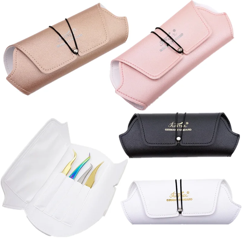 1pcs Funmix  Makeup Eyelashes tweezer Bag Leather Storage Tweezers Case Cosmetic Tool Empty Storage Box For Tweezer Kits