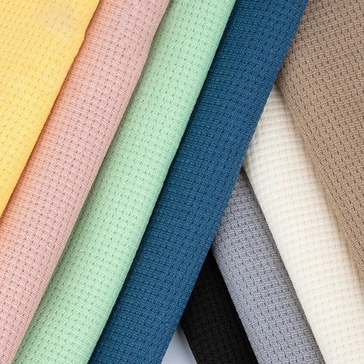 50*175cm Export To Japan 14 Colours In Stock Fabrics Wholesale Organic Cotton Fabric Yarn Dyed Waffle Fabric