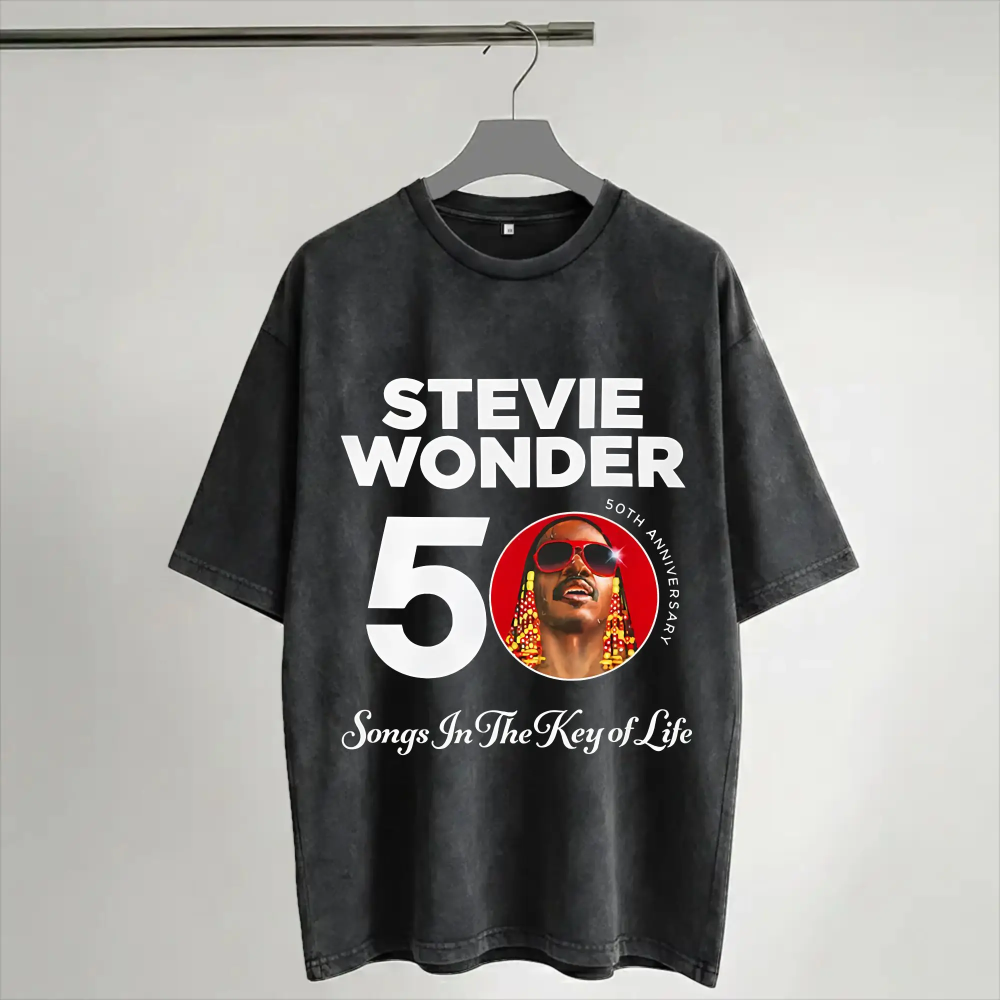 Stevie Wonder Songs in The Key of Life 50th Anniversary Tour  Outfit Washed T Shirts Men Women Streetwear Hip Hop T-Shirt Summer