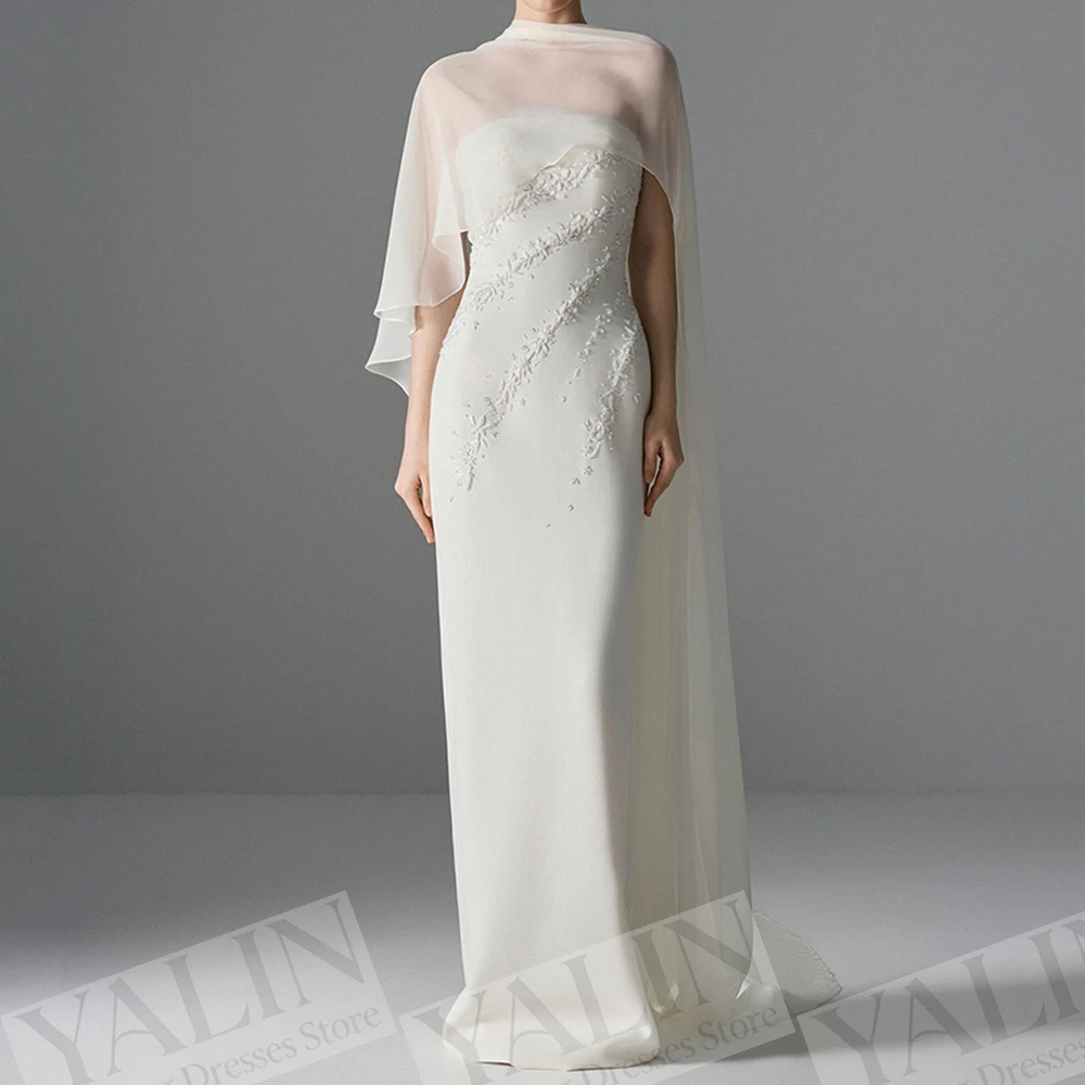

Women's A-line Evening Dresses Floor-length Strapless Sleeveless Prom Dresses Fashion Sequined Stole Draped Customized Gowns
