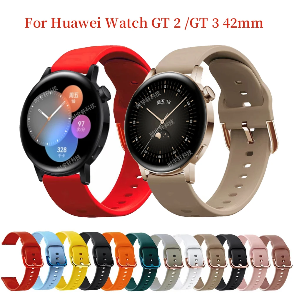 20mm Sport Band For Huawei GT 3 42mm Silicone Sport Strap For Huawei GT 3 Pro 43mm/Honor Magic 2/GT2 42mm Woman Smart Bracelet