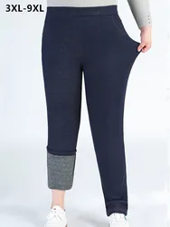 Plus Size Hose für Frauen 4xl 5xl 6xl 7xl 9xl 140kg Dame verdicken Fleece Herbst gestreckte Mädchen warme Winter große Slim Fit Hose